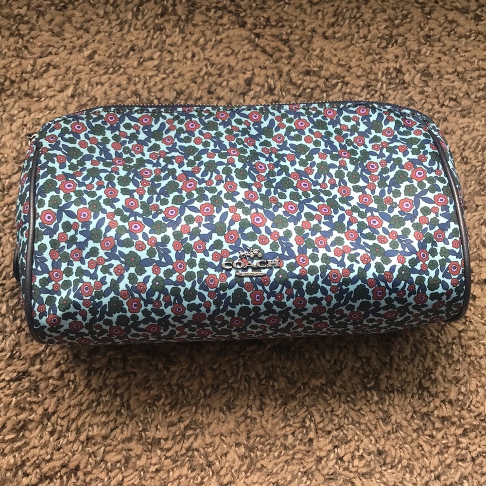 Blue and burgundy floral Coach bag